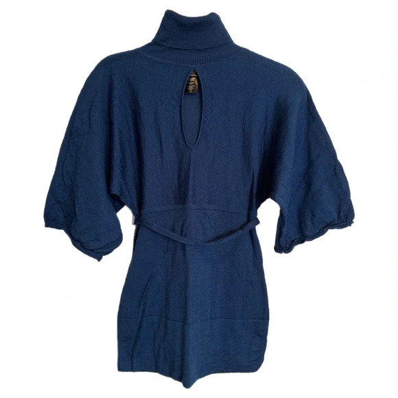 VTG Guess Wool Keyhole Turtleneck Sweater Top Size S Navy Blue Y2K Retro Hippie - Picture 1 of 12